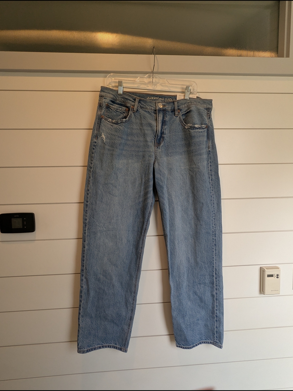 American Eagle 90's Low Rise Straight Jeans New Size 14 Light Wash